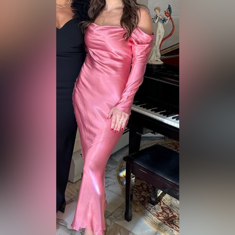 Pink Satin Dress Maxi